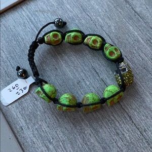 Bakelite skull beaded adjustable bracelet